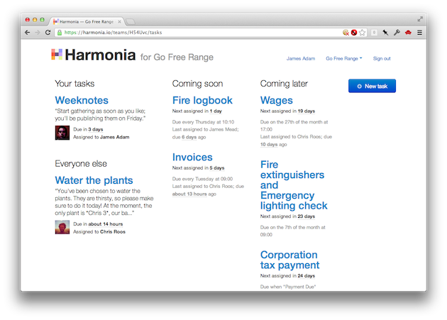 Harmonia, as of 2012-11-06